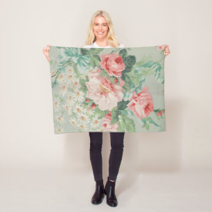 Manta Polar Rosas de repollo antiguos de la época francesa