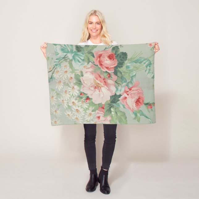 Manta Polar Rosas de repollo antiguos de la época francesa (In situ)