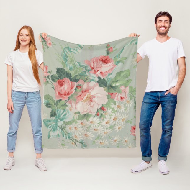 Manta Polar Rosas de repollo antiguos de la época francesa (In situ)