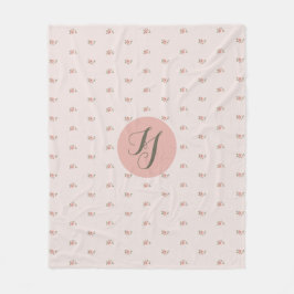Manta Polar Rosas en miniatura y monograma