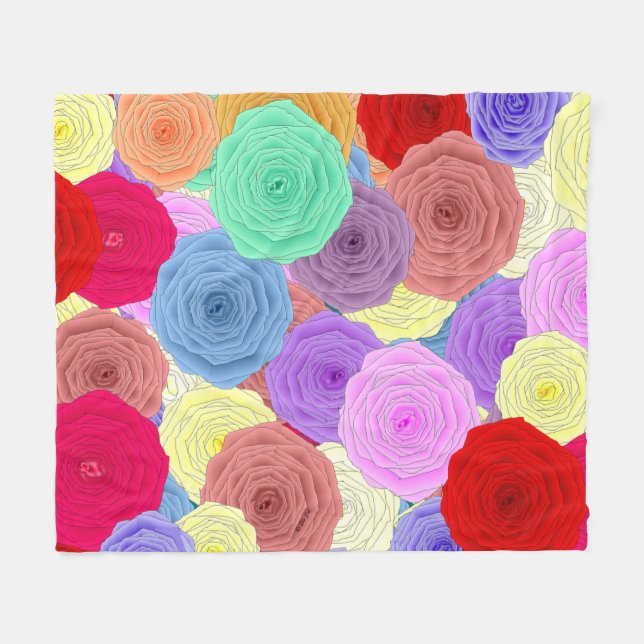 Manta Polar Rosas Fleece Blanket (Frente (Horizontal))