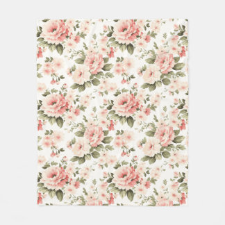 Manta Polar Rosas pastel de Crema