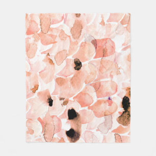 Manta Polar Rosas, peones y hojas, patrón de acuarela.