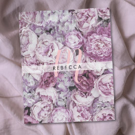 Manta Polar Rosas Peonía Floral Rosa Guión Monograma