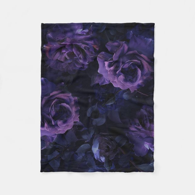 Manta Polar Rosas Purple Moody (Anverso)