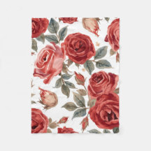 Rosas Rojas Acuarela Floral Botánico Pintado