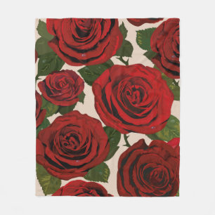 Manta Polar Rosas rojas. El fondo floral sin remedio.