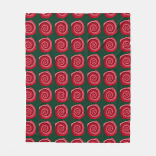 Manta Polar rosas rojas en un fondo verde abstracto, de fondo