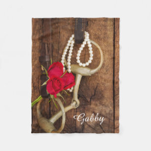 Manta Polar Rosas rojas y país de bit de caballo occidental