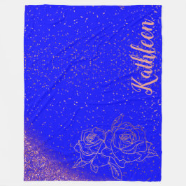 Manta Polar Rosas rosadas rosadas Rosa monogramadas en azul |