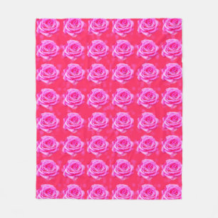 Manta Polar Rosas rosadas sobre fondo de bokeh rosa,
