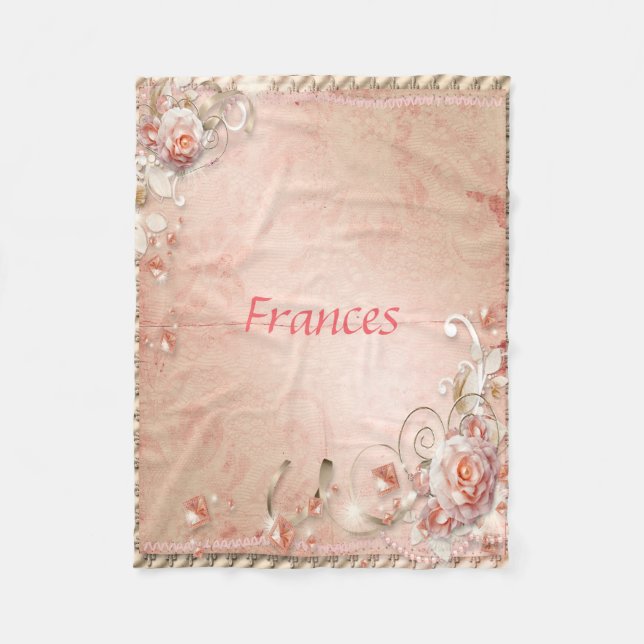 Manta Polar Rosas rosas, Perlas y Gemas (Anverso)