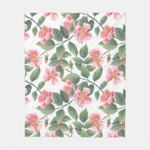 Manta Polar Rosas silvestres acuarela Floral Seamless