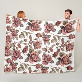 Manta Polar Rosas vintage