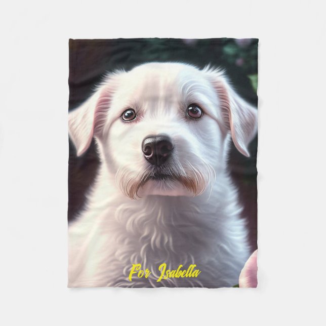 Manta Polar Rosas Y Colección De Perros Pequeños (Anverso)