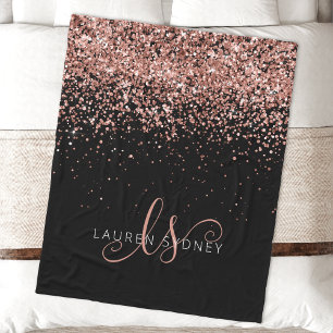 Manta Polar Rose Gold Blush Pink Glitter Glam Monogram Name