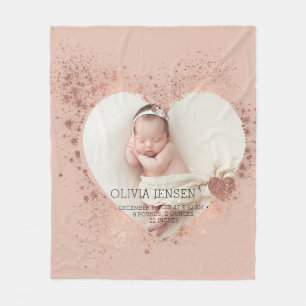 Manta Polar Rose Gold Purpurina Estadísticas de Nacimiento de