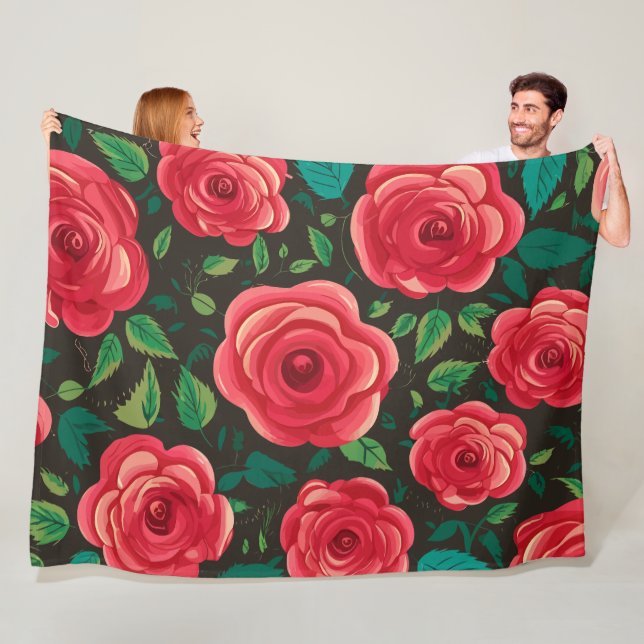 Manta Polar Roses rojos en flor: Exuberante exposición floral (In situ)