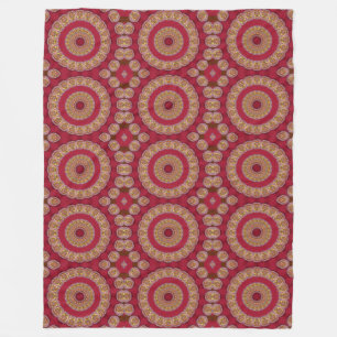 Manta Polar rosetones de Mandala Rojo Dorado Amarillo