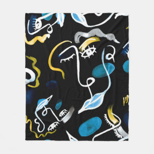 Manta Polar Rostros de acuarela y formas geométricas de la enf