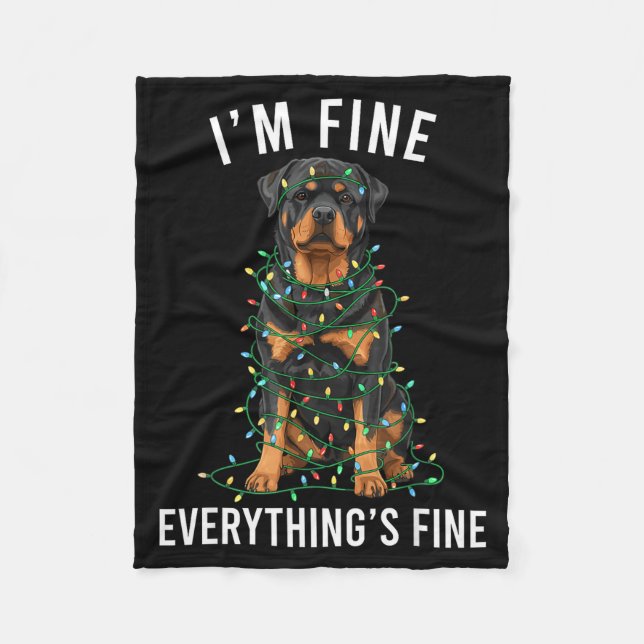 Manta Polar Rottweiler Christmas I'm Fine Everything Is Fine  (Anverso)