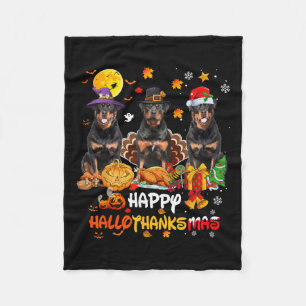 Manta Polar Rottweiler Dog Happy Halloween Acción de Gracias