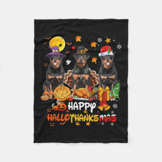 Manta Polar Rottweiler Dog Happy Halloween Acción de Gracias