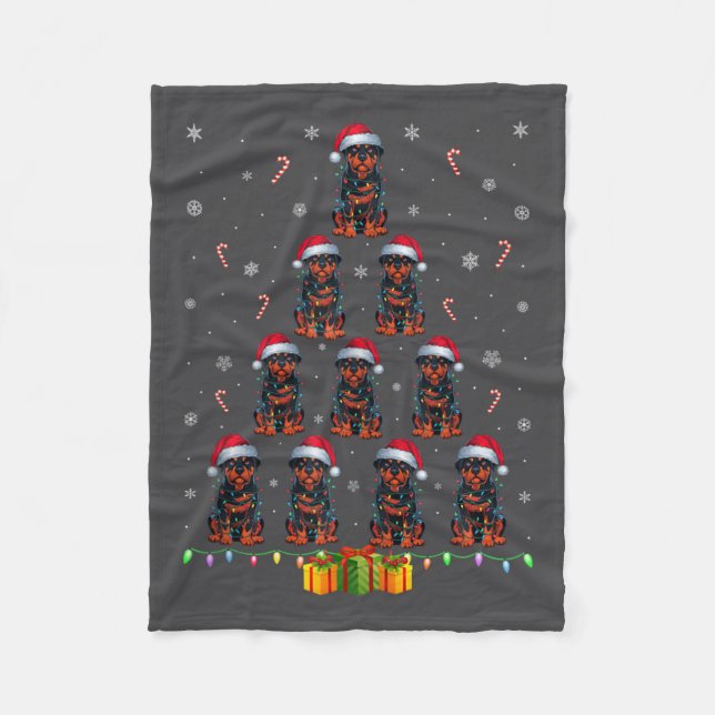 Manta Polar Rottweiler Dog Santa Hat Xmas Light Men Chris (Anverso)