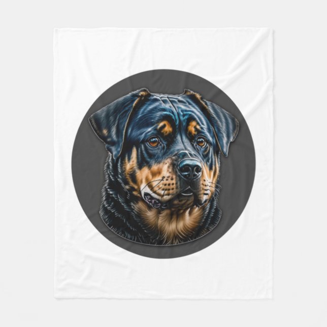 Manta Polar Rottweiler negro (Anverso)