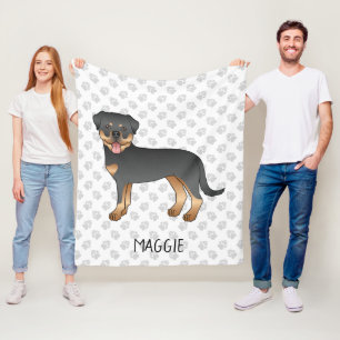 Manta Polar Rottweiler negro y marrón claro Perro de dibujos a