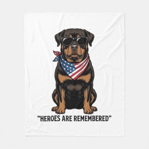 Manta Polar Rottweiler Patriótico Perro Héroe Diseño Vintage_1