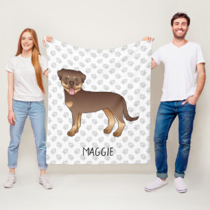 Manta Polar Rottweiler Rojo Y Marrón Perro De Dibujos Animados