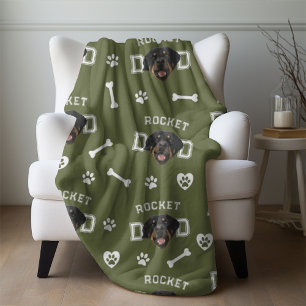 Manta Polar Rottweiller Dad, nombre personalizado verde milita