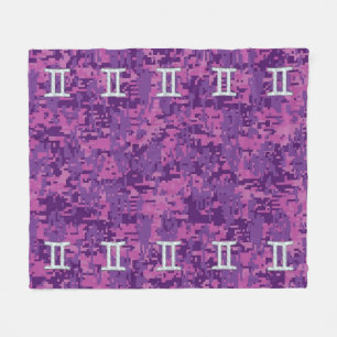 Manta Polar Rótulo Gemini Zodiac en camo digital rosado