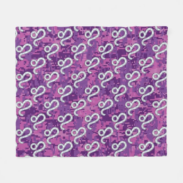 Manta Polar Rótulo Leo Zodiac en el Camo Digital de la Fuchsia (Frente (Horizontal))