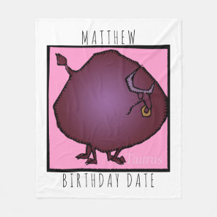 Manta Polar Rótulos Zodiac Taurus personalizado Birthday Blank