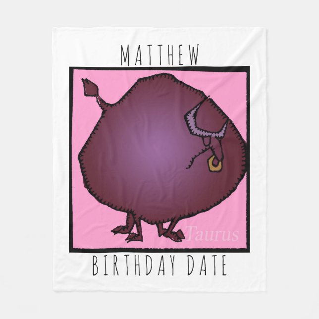 Manta Polar Rótulos Zodiac Taurus personalizado Birthday Blank (Anverso)
