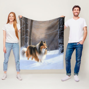 Manta Polar Rough Collie Deja que nieve Navidad