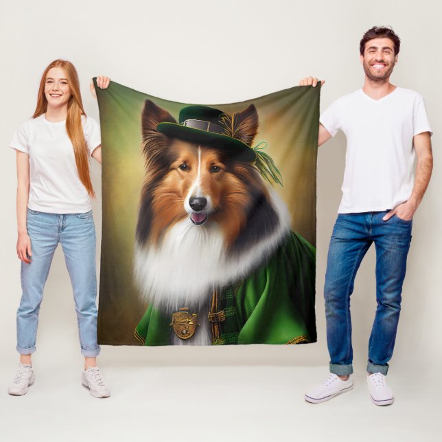 Manta Polar Rough Collie Dog in St. Patrick's Day Vress (In situ)