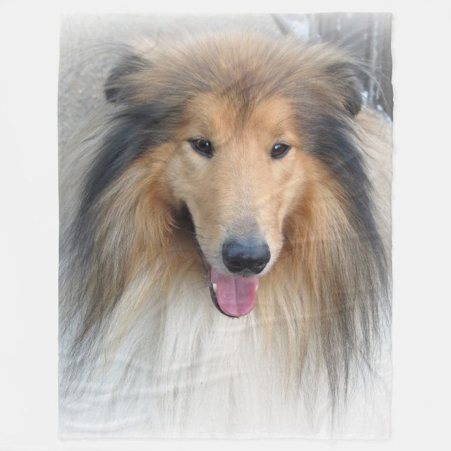 Manta Polar Rough Collie retrato (Anverso)