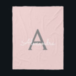 Manta Polar Rubor Gris Rosa Girly Script Monograma moderno<br><div class="desc">Monograma de Rubor Faux Gris y Rosa Añade tu propio nombre Fleece Blanket. Esto hace que el dulce perfecto cumpleaños 16,  boda,  ducha de novia,  aniversario,  ducha de bebé o fiesta de soltera sea regalo para alguien que ama el lujo glam y los estilos de moda.</div>