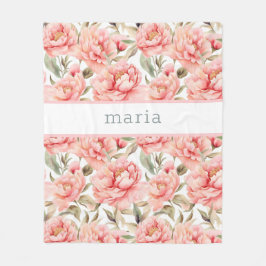 Manta Polar Rubor Peony personalizado de Cottagecore
