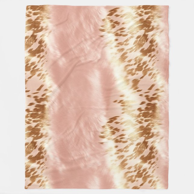 Manta Polar Rubor Pink Cow Animal Print (Anverso)