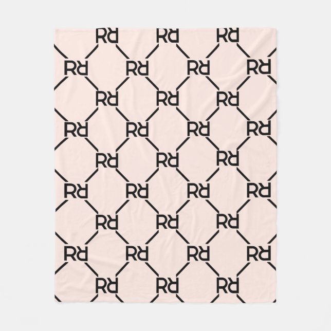 Manta Polar Rubor Pink Modern Luxury Girly Monograma Inicial (Anverso)
