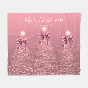 Manta Polar Rubor Rosa Navideño Festivo Árboles de Navidad Laz