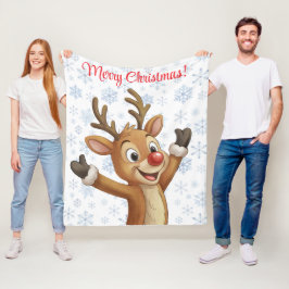 Manta Polar Rudolph con copos de nieve azules 