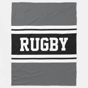 Manta Polar RUGBY Rayos de Carreras Blanco Gris y Negro