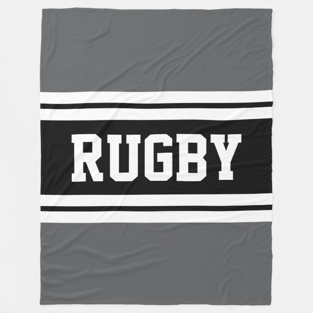 Manta Polar RUGBY Rayos de Carreras Blanco Gris y Negro (Anverso)