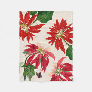 Manta Polar Ruido Rojo Acuarela Poinsettia Verdor Floral