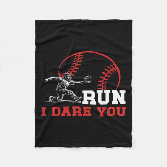 Manta Polar Run I Dare You Funny Baseball Catcher Baseball Pla (Anverso)